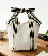 Canvas Striped Bow Totes
