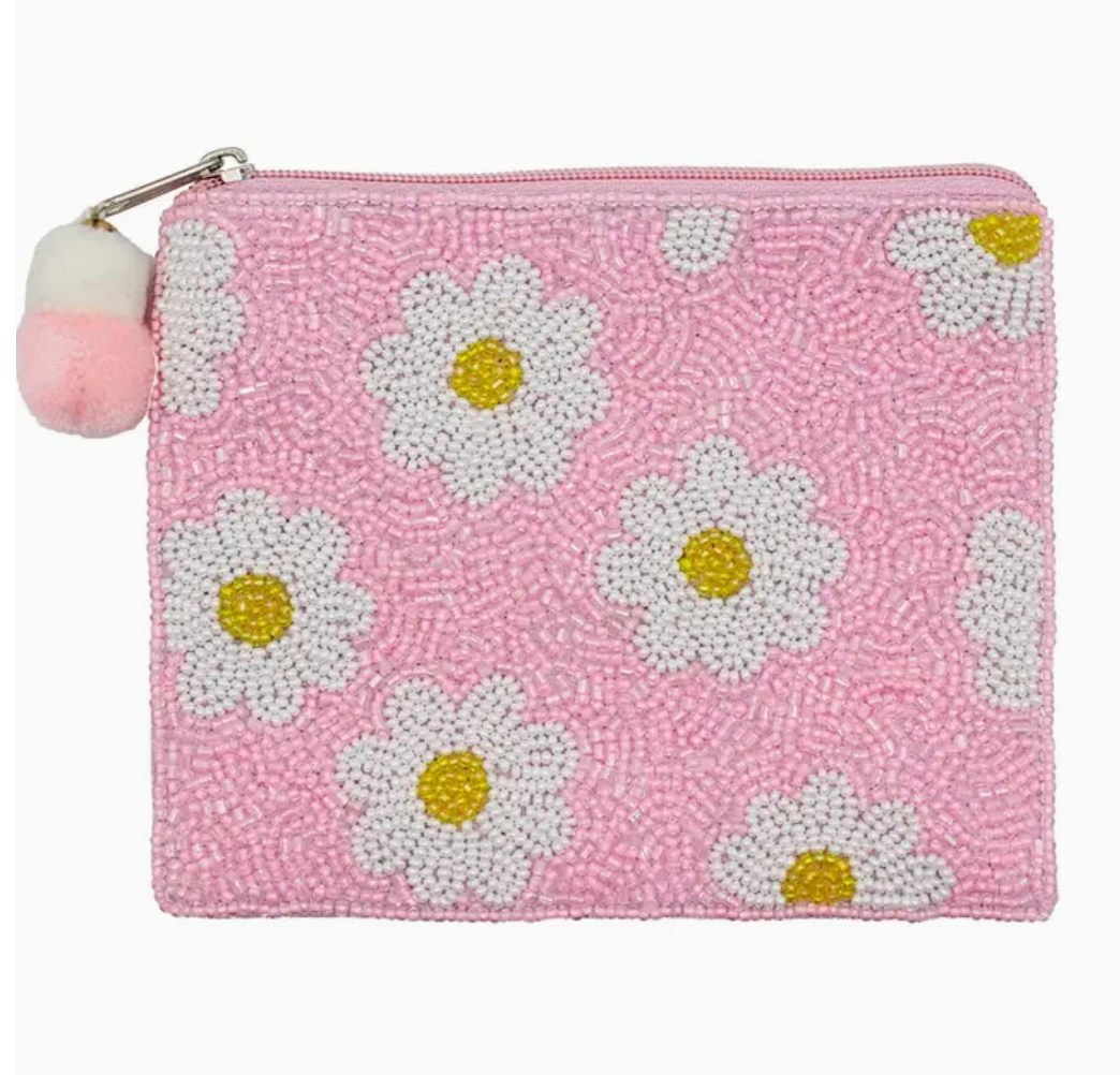 Pizzazz Daisies Beaded Pouch