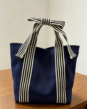 Canvas Striped Bow Totes